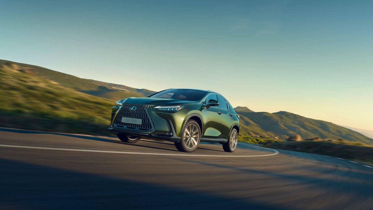 Lexus NX 350h driving in a rural location 